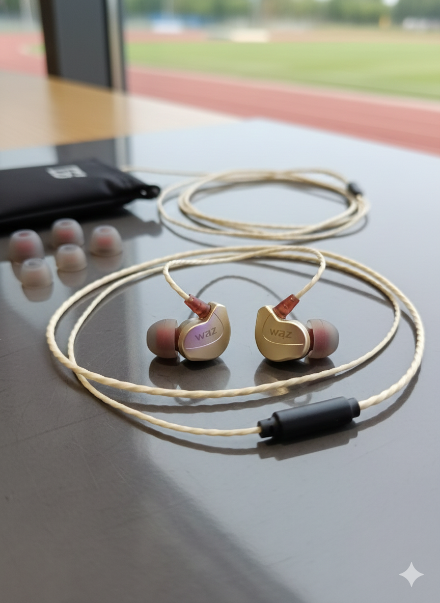 WRZ High-Fidelity Gold & Red In-Ear Monitor Earphones