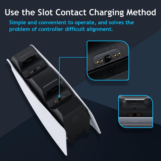 Dual Controller Charging Dock – Slot Contact Charging for Easy Alignment