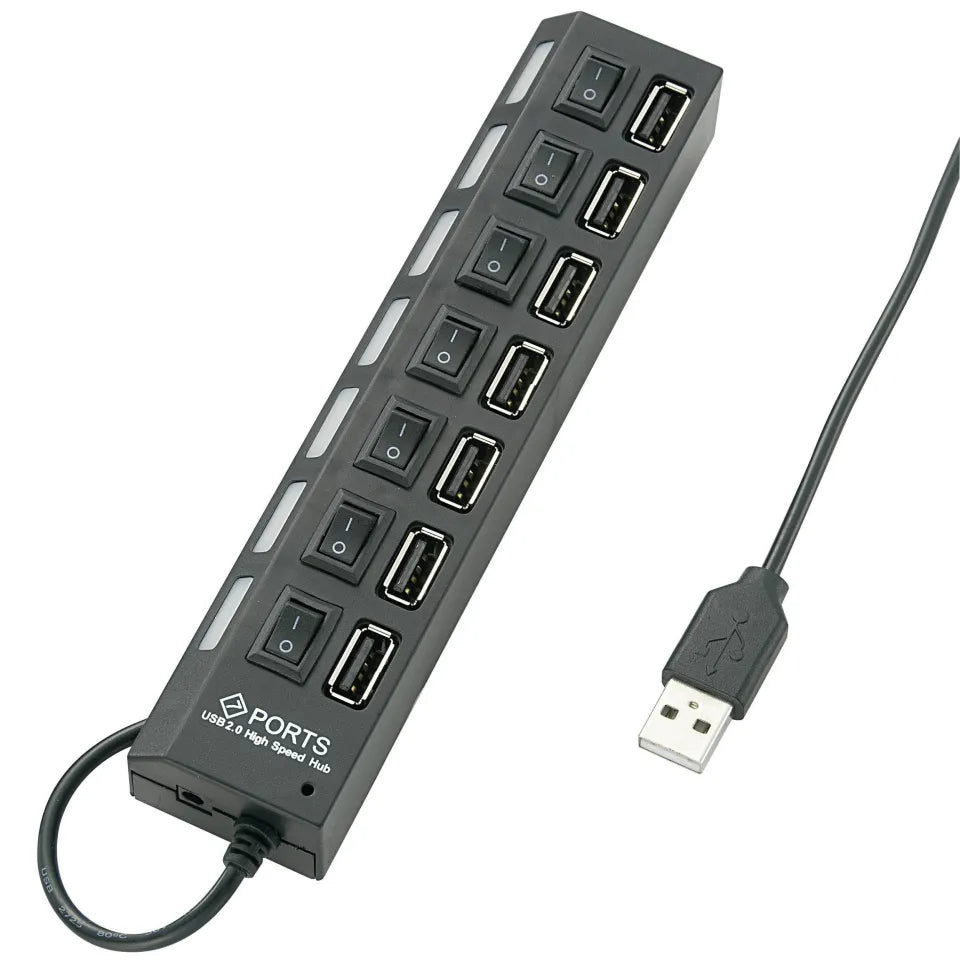 USB 2.0 Hi-Speed Hub – 7 Ports with Individual Power Switches
