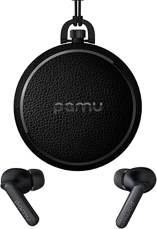 PaMu Portable Wireless Earbuds with Leather Charging Case