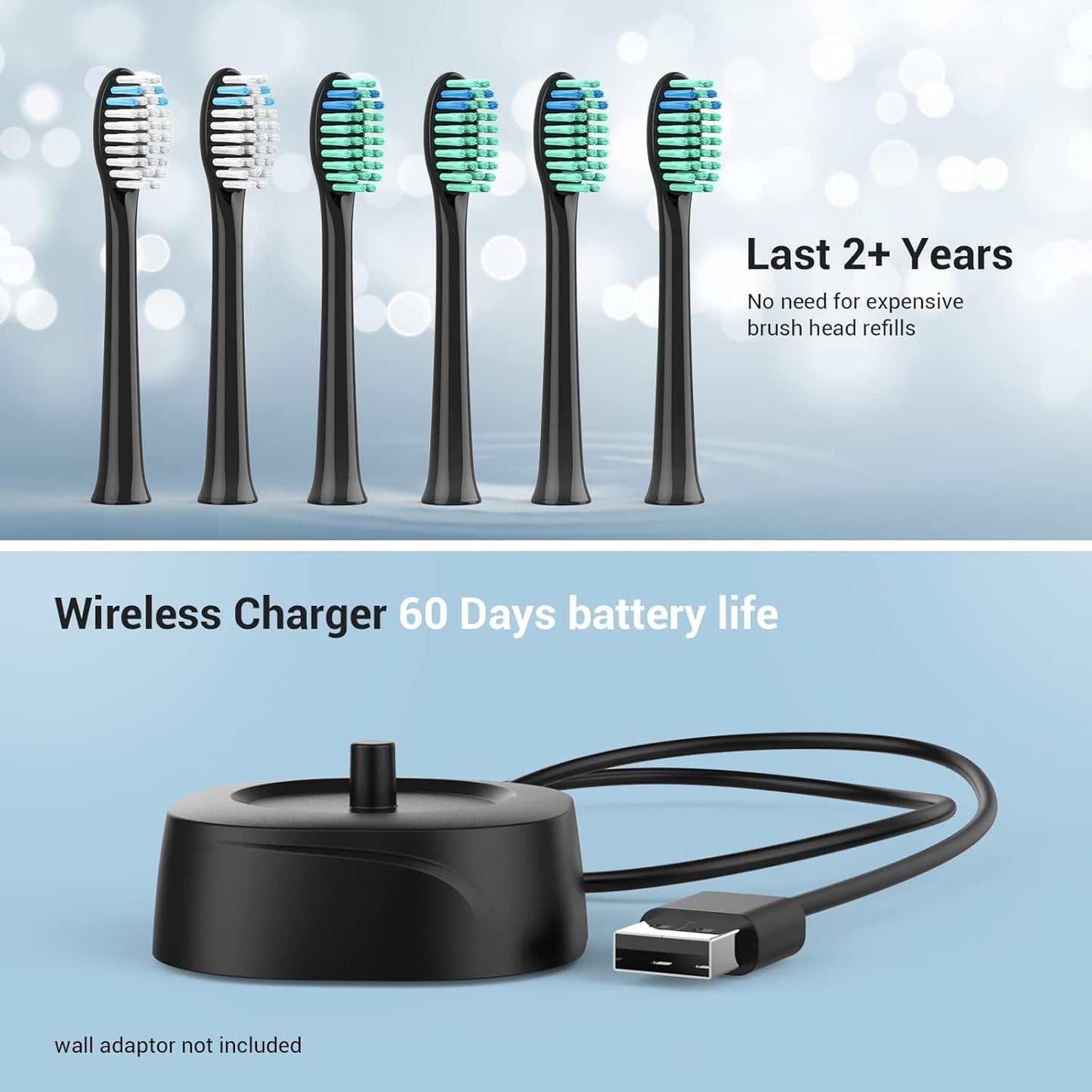 BAOVERI D32 Ultrasonic Electric Toothbrush – 5 Modes, Rechargeable