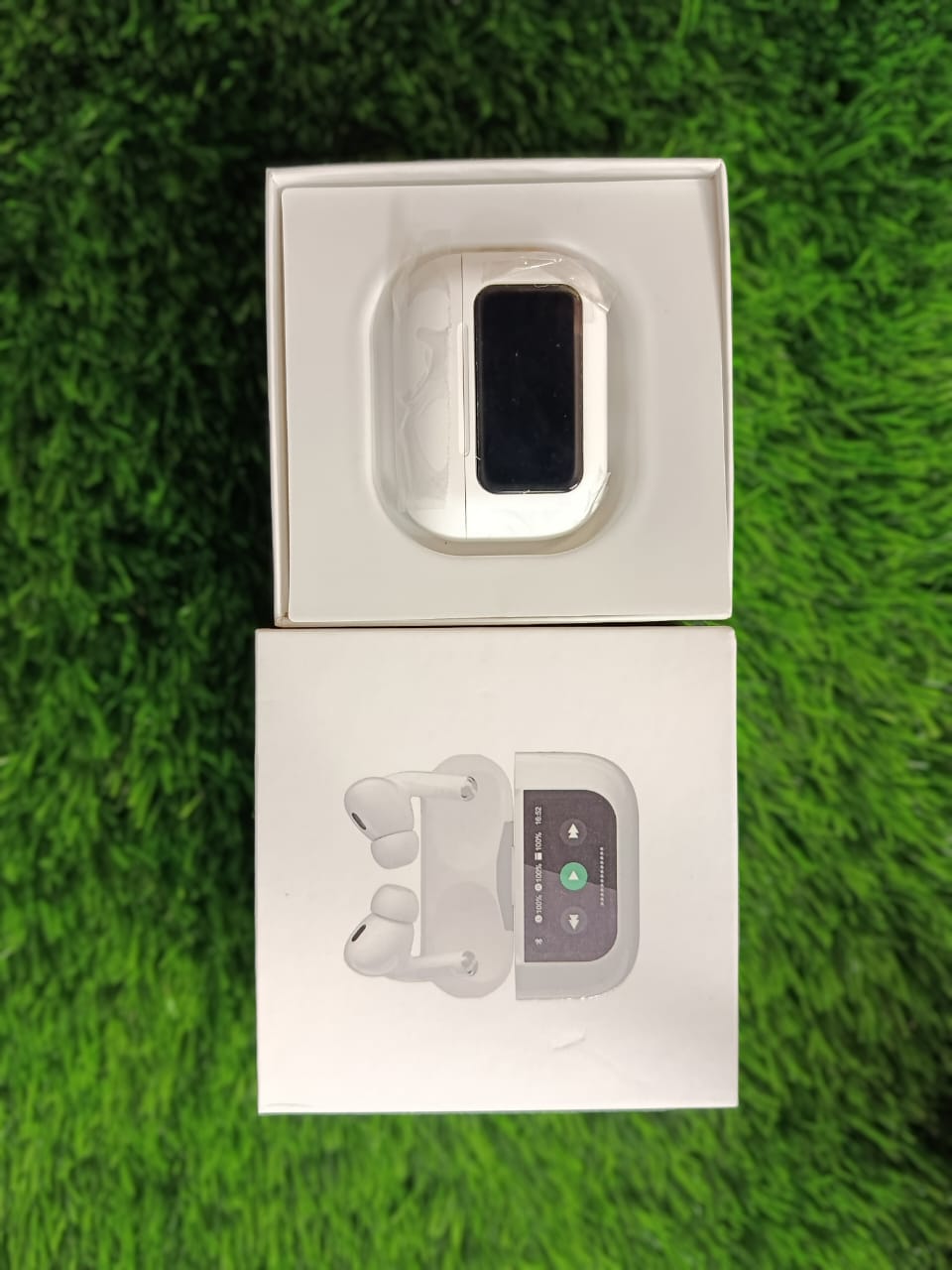 White ANC TWS Earbuds with Digital Display Charging Case & Premium Sound