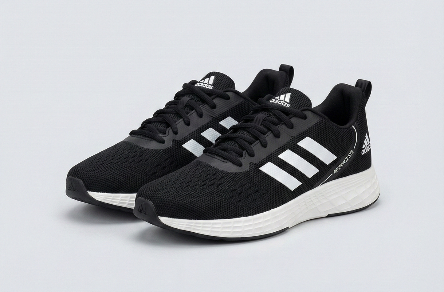 Adidas | Essential Lightweight Running & Casual Trainer for Men/Women | Black with White Stripes