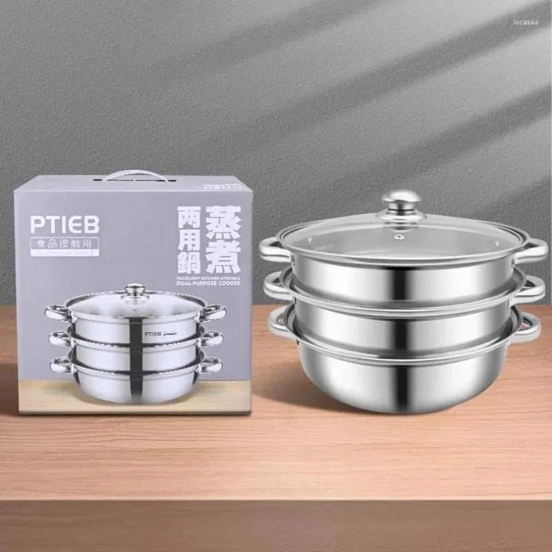 3-Tier Stainless Steel Steamer Pot