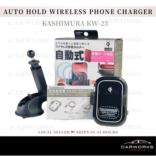 Kashimura Wireless Charging Car Holder – 15W Fast Charge, Auto-Clamp
