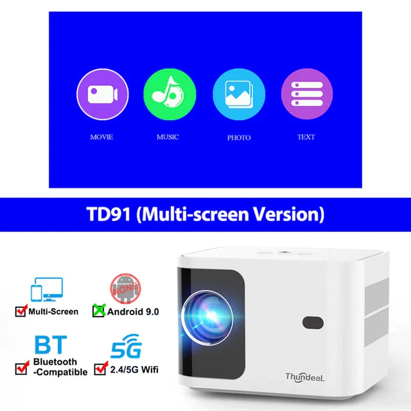 Thundeal TD91 Multi-Screen Projector – Android 9.0, WiFi & Bluetooth Compatible