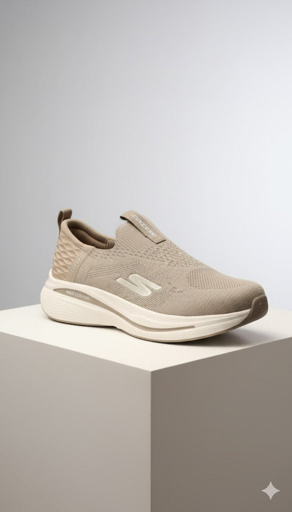 Black Max Cushion Slip-On Knit Walking & Running Shoes