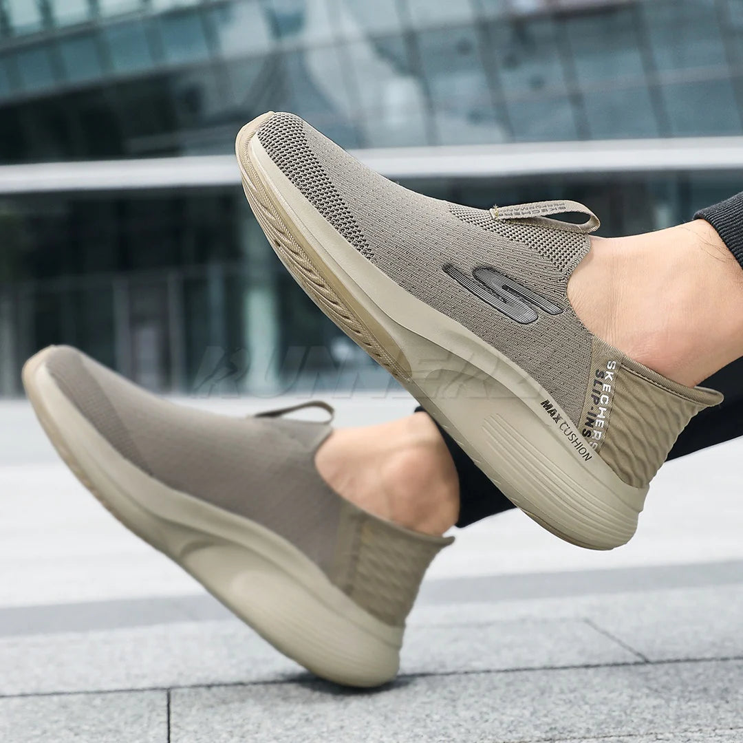 Black Max Cushion Slip-On Knit Walking & Running Shoes