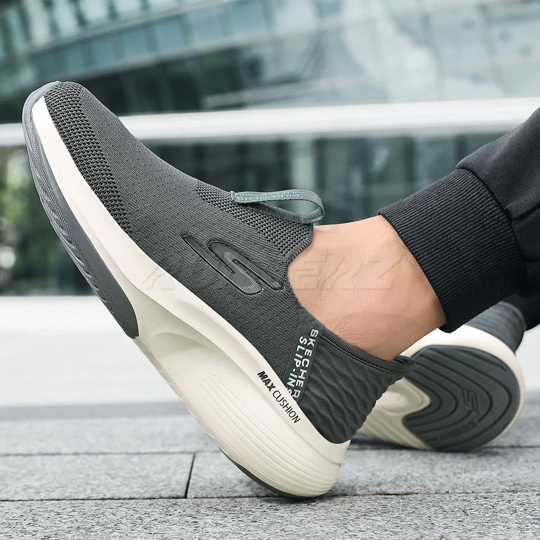 Black Max Cushion Slip-On Knit Walking & Running Shoes