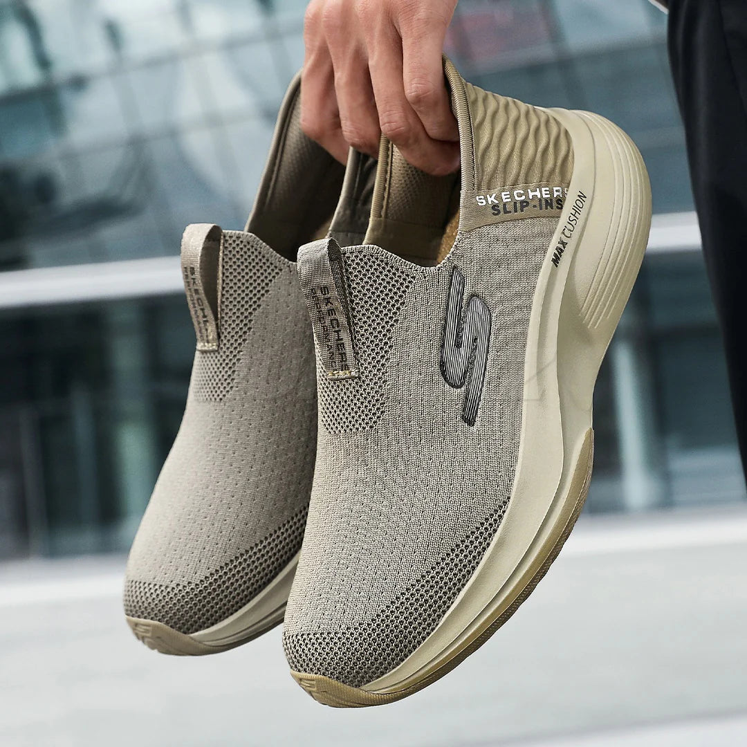 Black Max Cushion Slip-On Knit Walking & Running Shoes