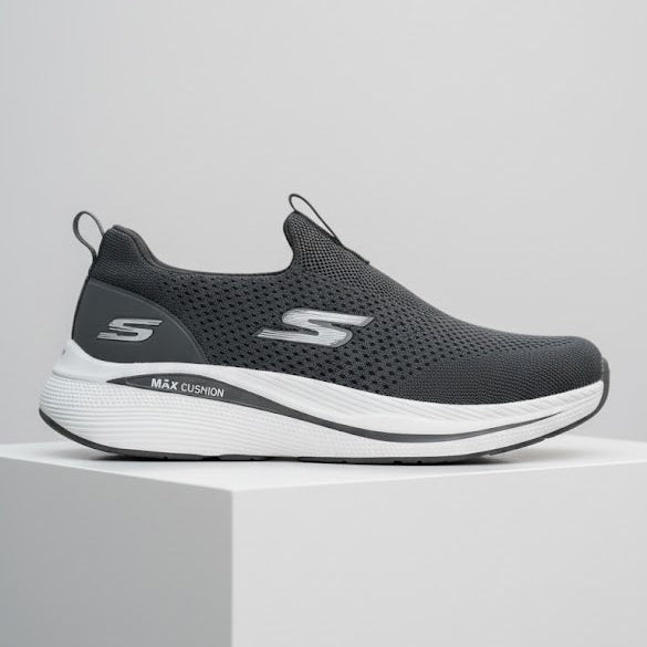 Charcoal Grey Slip-On Knit Trainer with Max Cushion Midsole