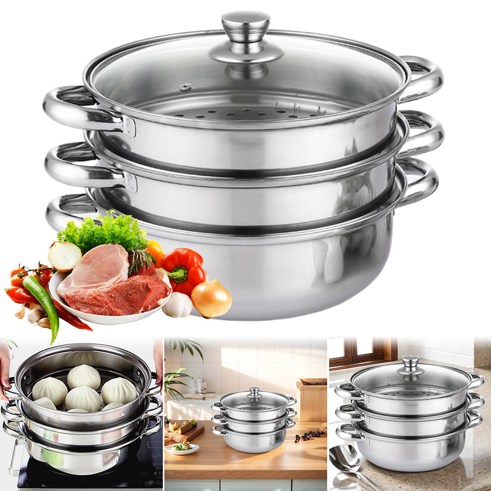 3-Tier Stainless Steel Steamer Pot