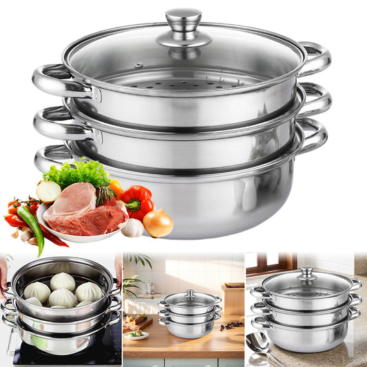 3-Tier Stainless Steel Steamer Pot