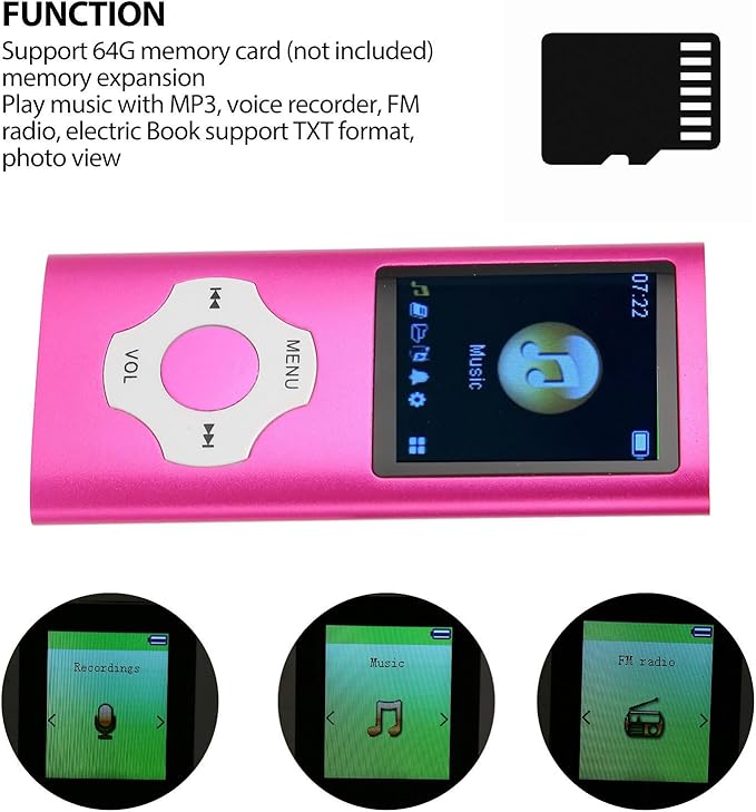 Portable MP3 Music Player with FM Radio & Voice Recorder – Supports 64GB Memory Card