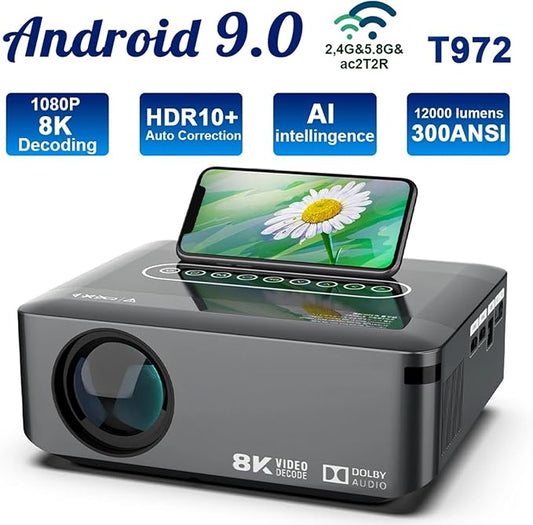 Android 9.0 Smart Projector T972 – 8K Decoding, HDR10+, 12000 Lumens