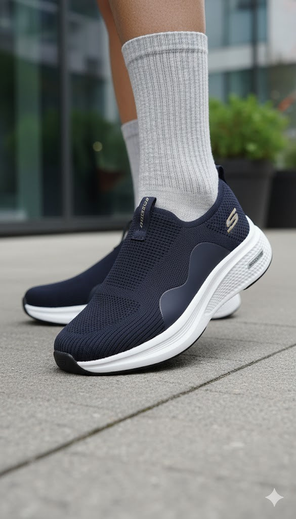 Elite Comfort, Effortless Style: Navy Slip-On Max Cushion Sneaker sizes 40 to 45