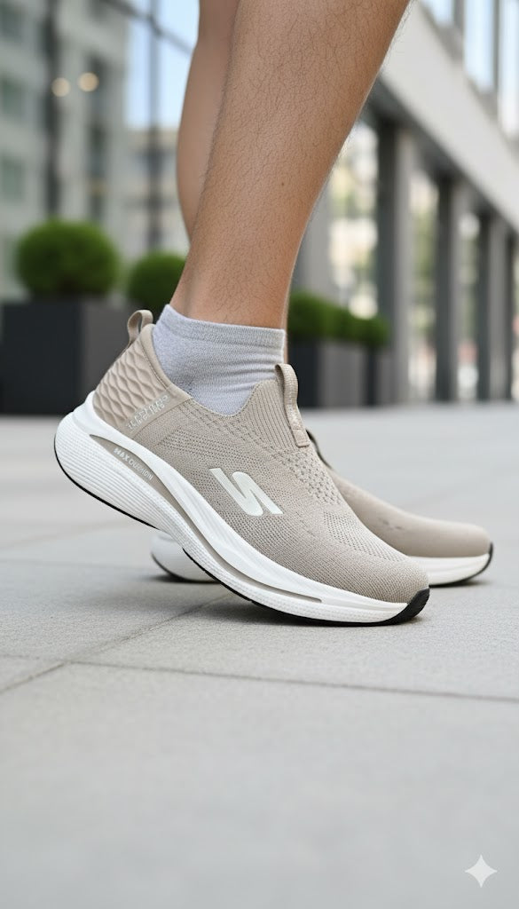 Black Max Cushion Slip-On Knit Walking & Running Shoes