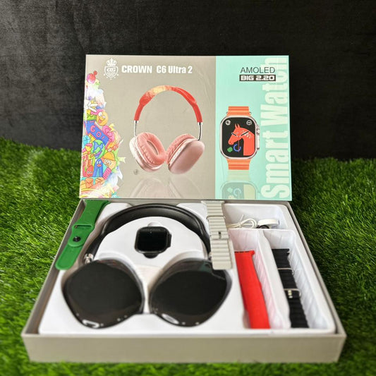 Crown C6 ultra 2. \ CROWN C6 Ultra 2 AMOLED Smartwatch & Headphone Bundle