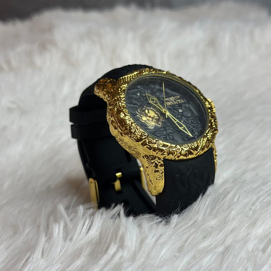 Invicta Men's Nugget Gold-Tone Watch | Black Silicone Strap