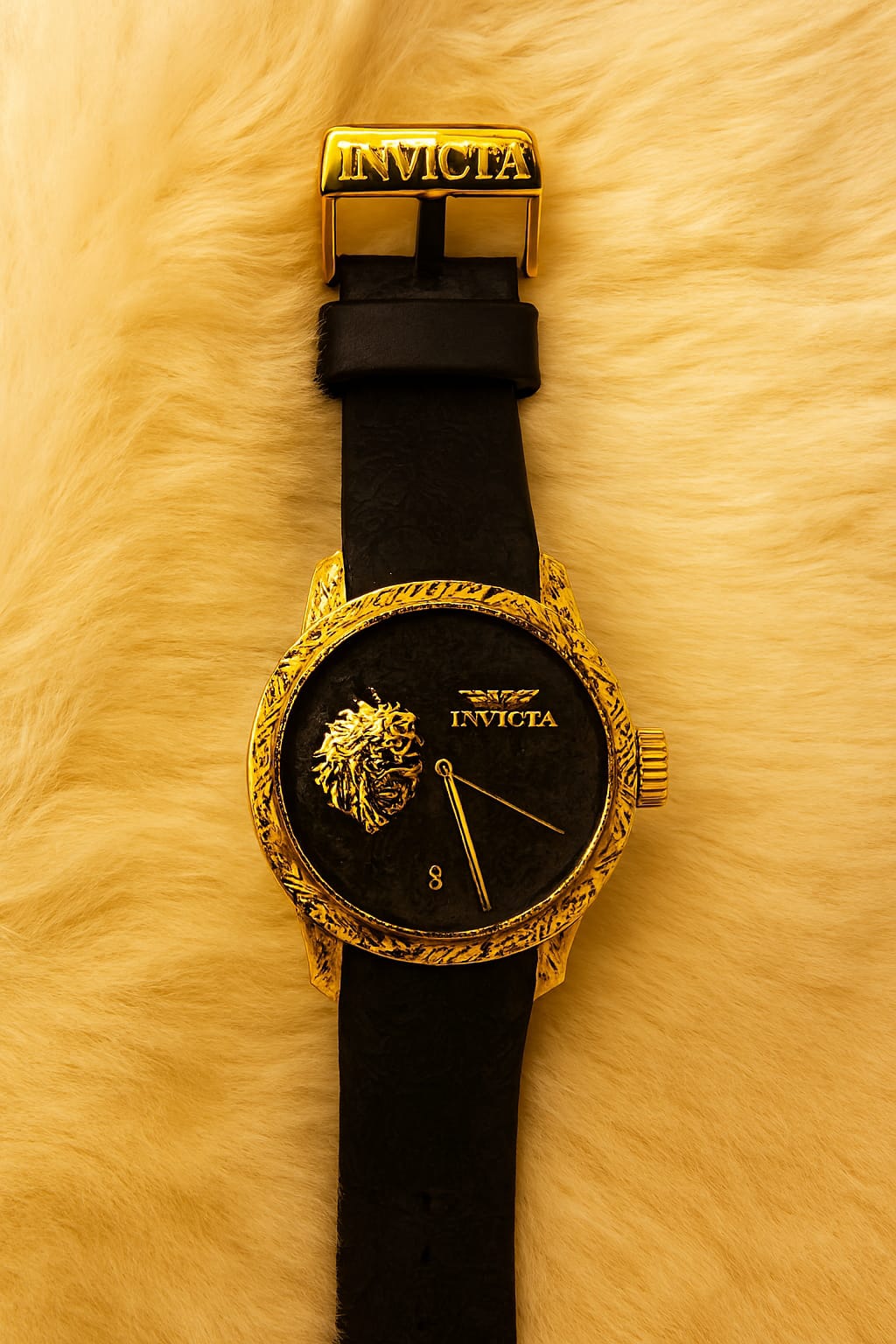 Invicta Men's Nugget Gold-Tone Watch | Black Silicone Strap