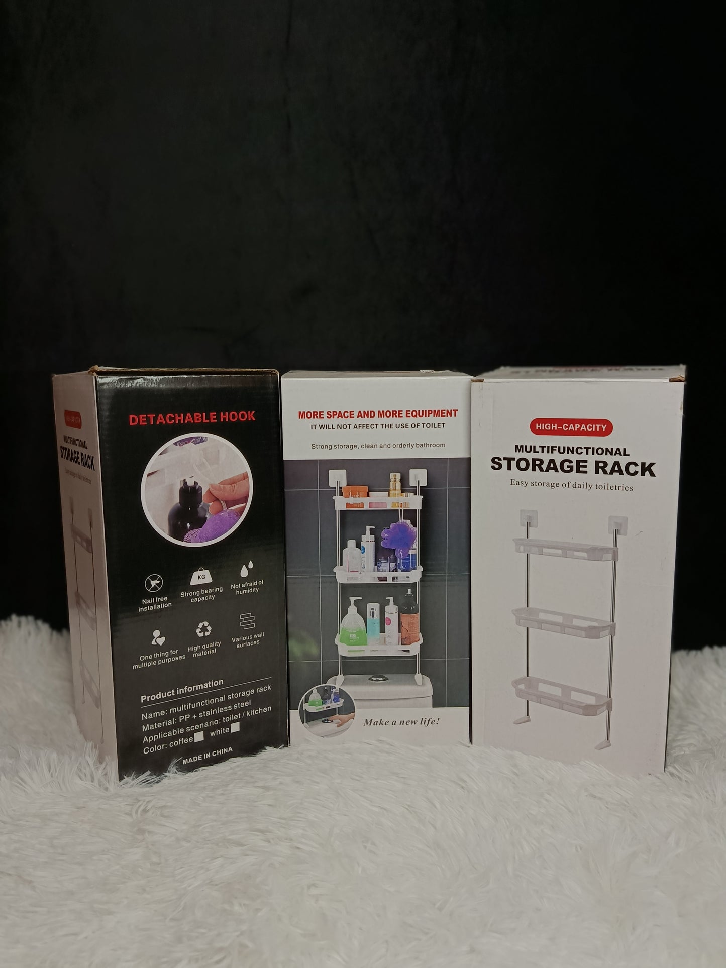 High-Capacity Multifunctional Wall Storage Rack with Detachable Hooks