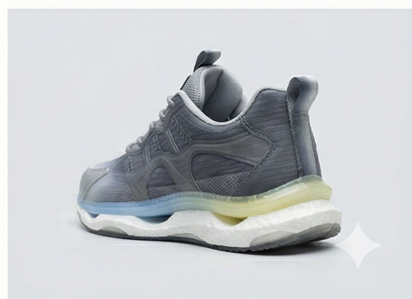 Grey Gradient Mesh Running Shoes with Cushioned Sole | Performance Trainer Sneakers