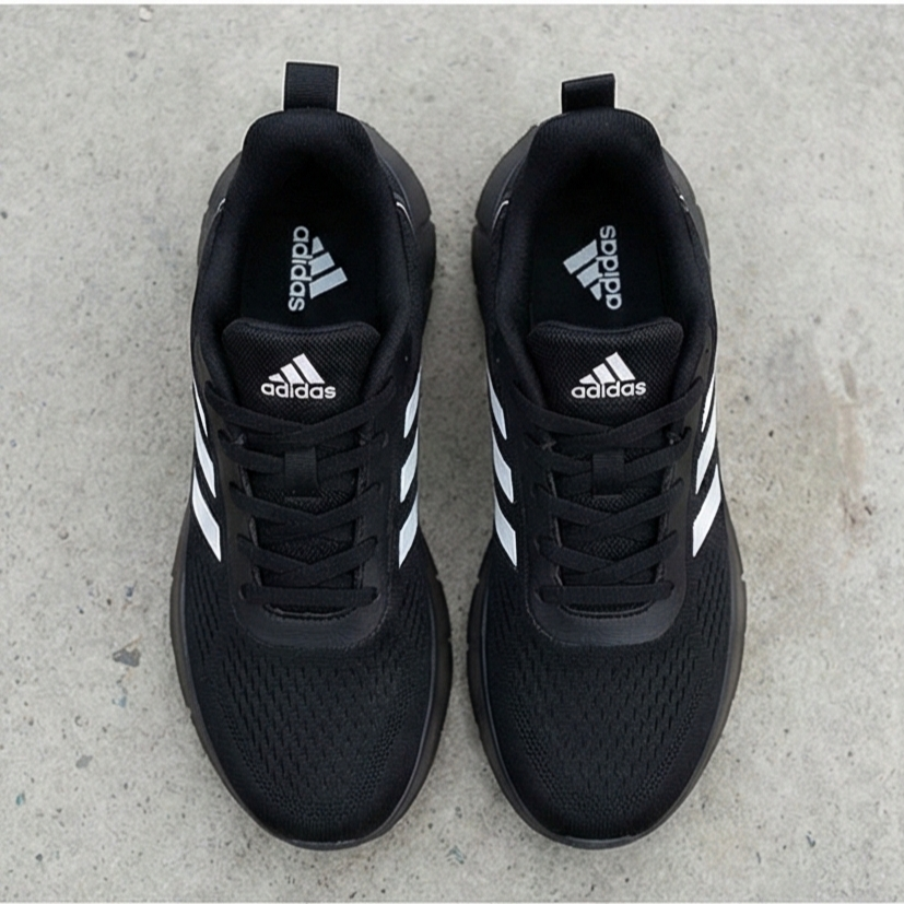 Adidas Essential Black & White Men's/Unisex Running Shoes | Breathable Mesh Trainer