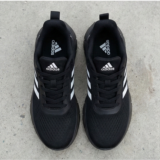 Adidas Essential Black & White Men's/Unisex Running Shoes | Breathable Mesh Trainer