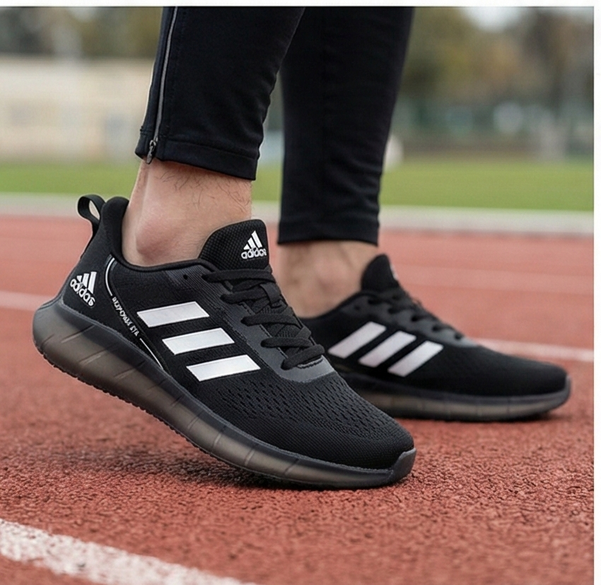 Adidas Essential Black & White Men's/Unisex Running Shoes | Breathable Mesh Trainer