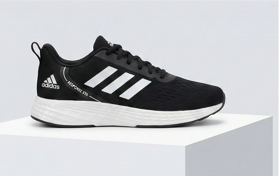 Adidas | Essential Lightweight Running & Casual Trainer for Men/Women | Black with White Stripes