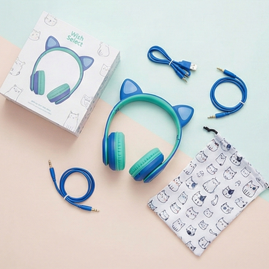 LED Glowing Cat Ear Wireless Bluetooth Headphones for Kids