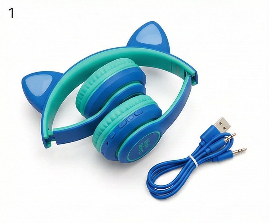 LED Glowing Cat Ear Wireless Bluetooth Headphones for Kids