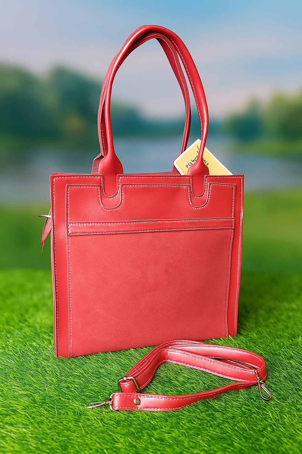 "Crimson Charm – The Statement Handbag"