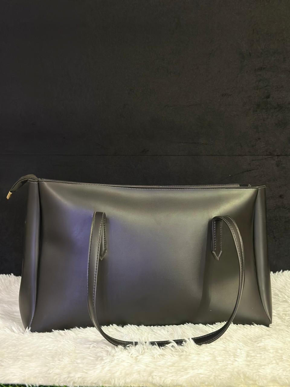 Women's Structured Tan Faux Leather Minimalist Work Tote Bag