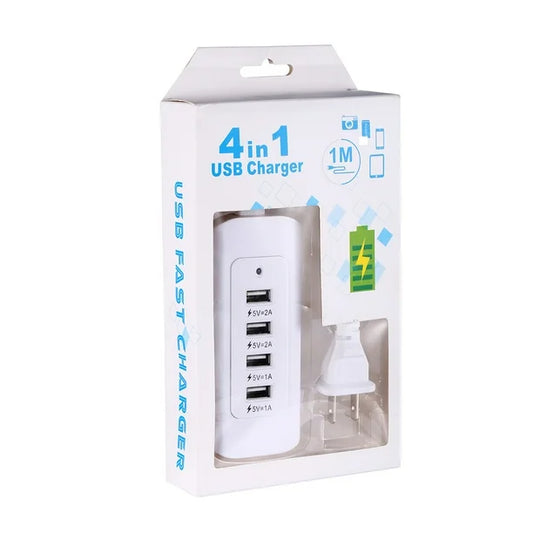 4-in-1 USB Fast Charger – Multi-Port Wall Adapter (5V/2A & 5V/1A)