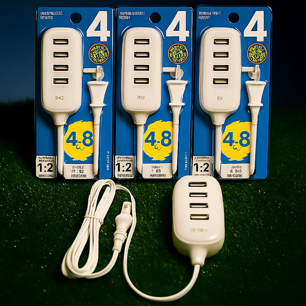 High-Speed 4-Port USB Wall Charger - 4.8A Fast Charging Hub with Long Cord
