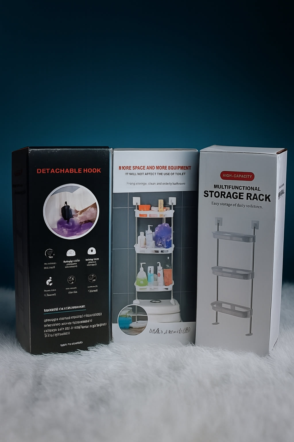 High-Capacity Multifunctional Wall Storage Rack with Detachable Hooks